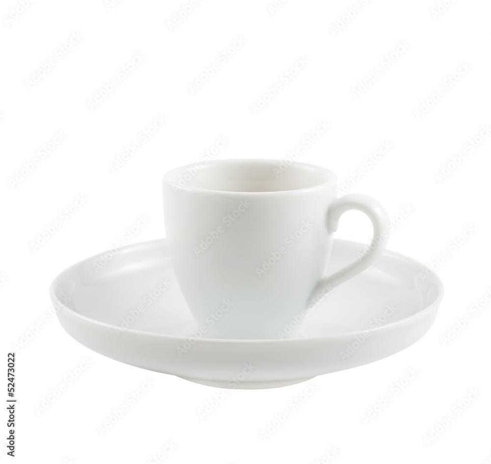 Ceramic cup over dish plate isolated Ceramic cup over dish plate isolated