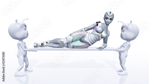 Female Robot with Aliens
