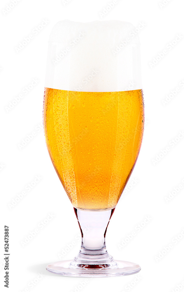 Frosty glass of light beer isolated Frosty glass of light beer isolated