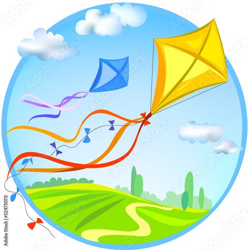 Kite and rural landscape