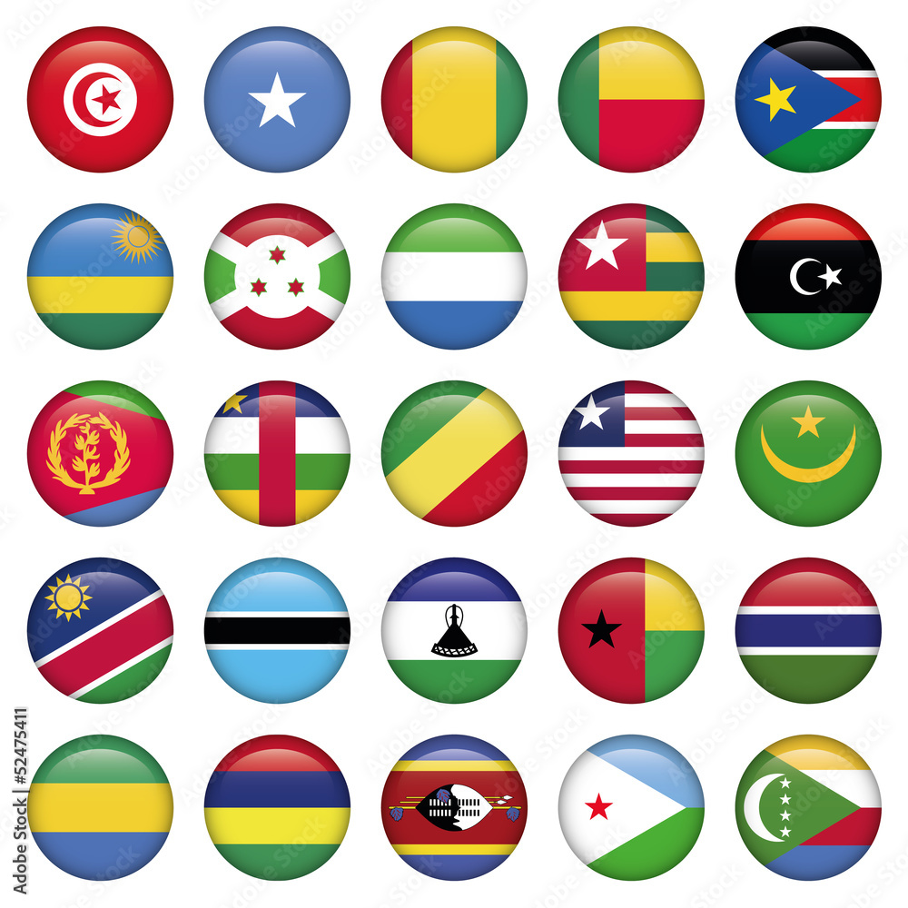 Africa Flags Round Buttons Africa Flags Round Buttons
