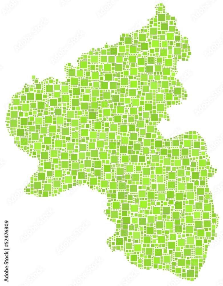 Map of Rhineland Palatinate in a mosaic of green squares