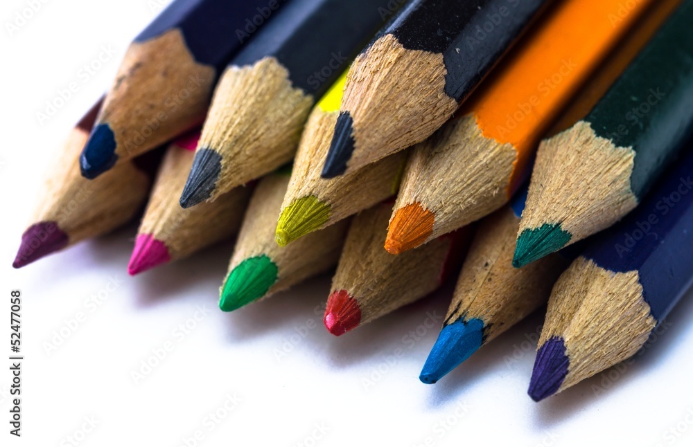 Group of color pencils on white background Group of color pencils on white background
