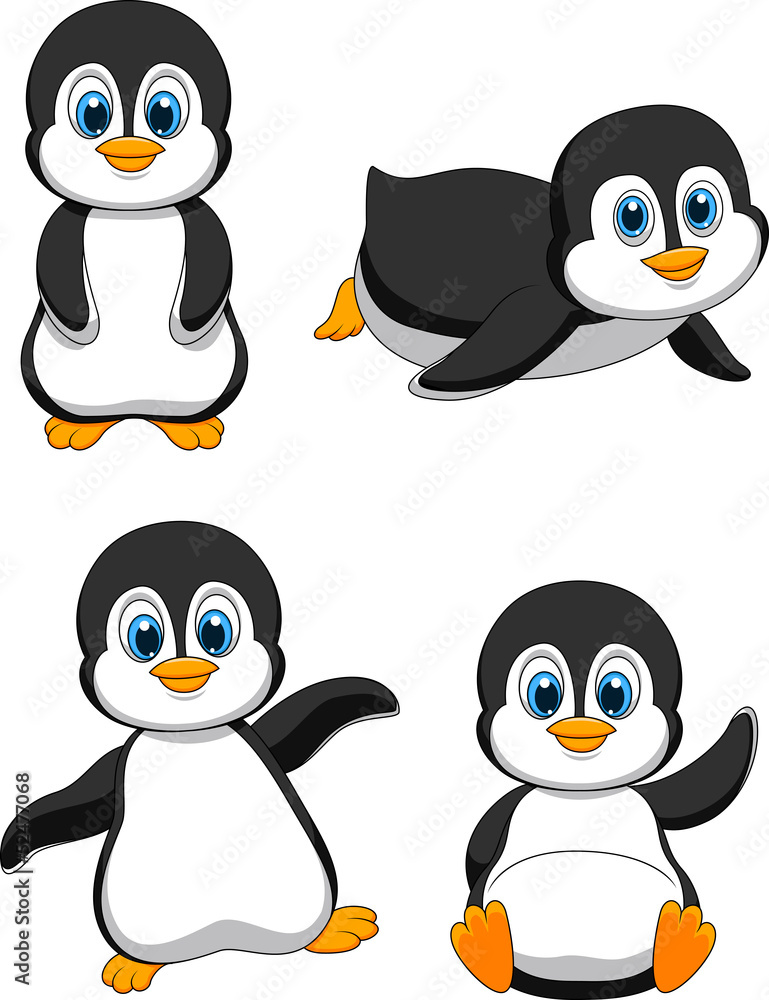 Naklejka premium Cute penguin cartoon