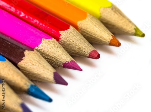 A group of different color pencils