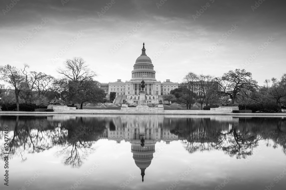 The United States Capitol building in Washington DC, sunrise