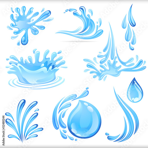 Splash of Sparkling Blue Water Drops