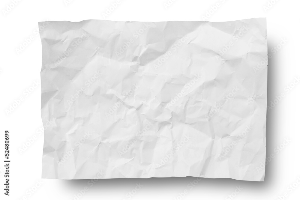 Wrinkled paper -Clipping path included Wrinkled paper -Clipping path included