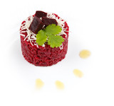 beetroot risotto isolated on white