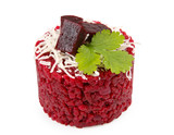 beetroot risotto isolated on white