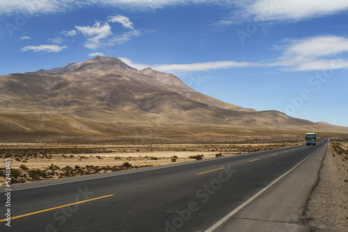 Landscape and road in altiplano, Peru