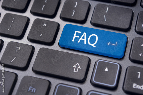 faq concepts, messages on keyboard enter key