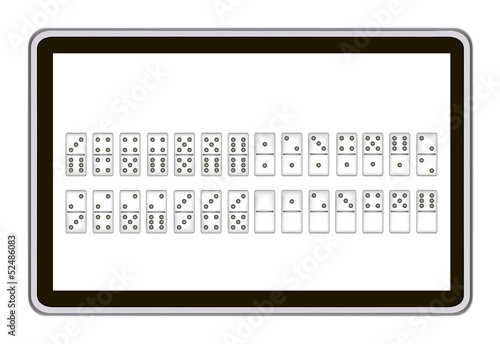 Obraz na plátne realistic  vector tablet pc computer with dominoes