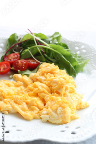 scrambled egg and salad for gourmet breakfast image