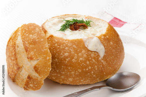 Clam Chowder in Bread Bowl
