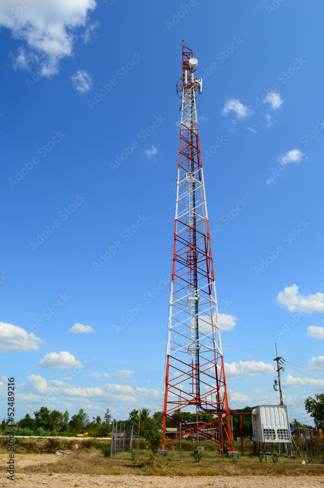 telecom tower blue sky background telecom tower blue sky background