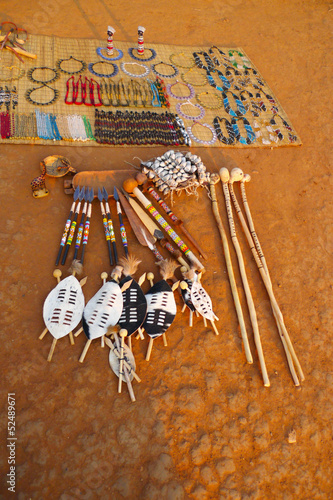 Traditional souvenirs for sale at Shakaland Zulu Village photo