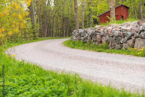 Countryroad with a stonewal...