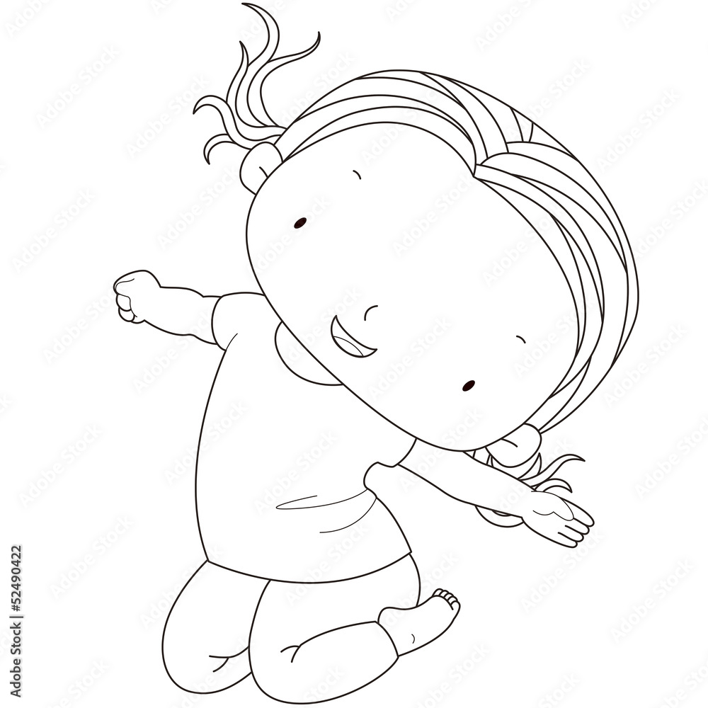 illustration of a cute girl jumps on a white background. illustration of a cute girl jumps on a white background.