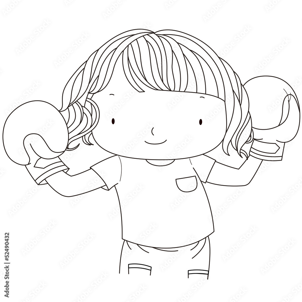 illustration of a cute girl with red boxing gloves illustration of a cute girl with red boxing gloves