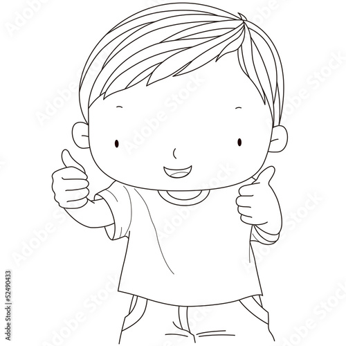 illustration of a confident boy showing thumbs up isolated one w