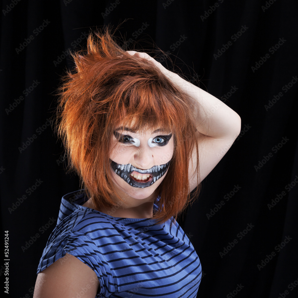 Fototapeta premium Halloween face art on black background