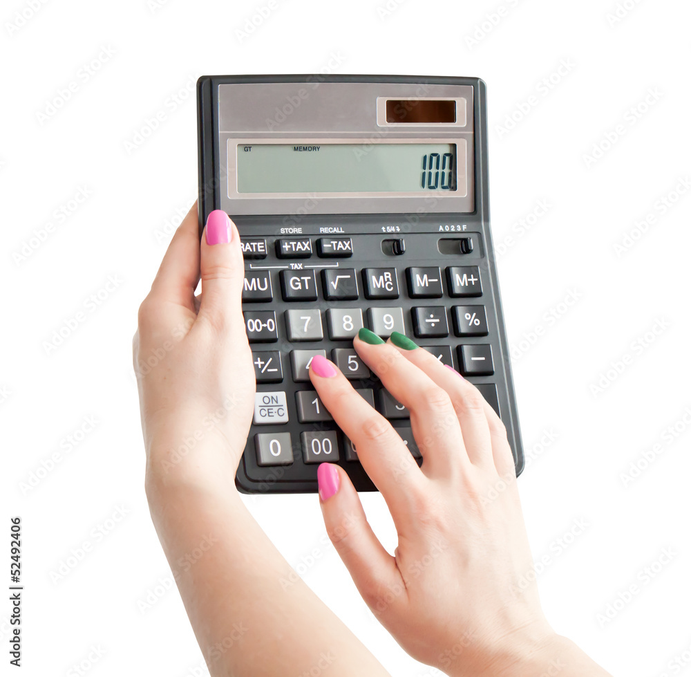 Calculator in woman's hand