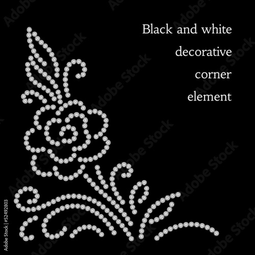 Abstract flower, diamond pattern on black