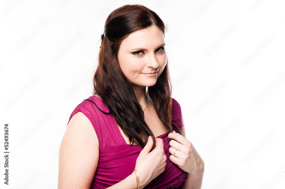 beautiful and young woman on an isolated white background beautiful and young woman on an isolated white background