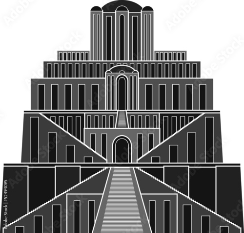 Tableau sur toile Stencil of ziggurat