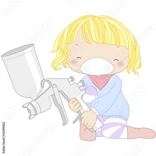 illustration of a girl with spray gun