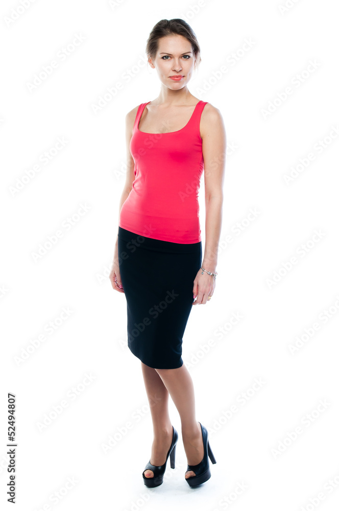 beautiful and young woman on an isolated white background beautiful and young woman on an isolated white background