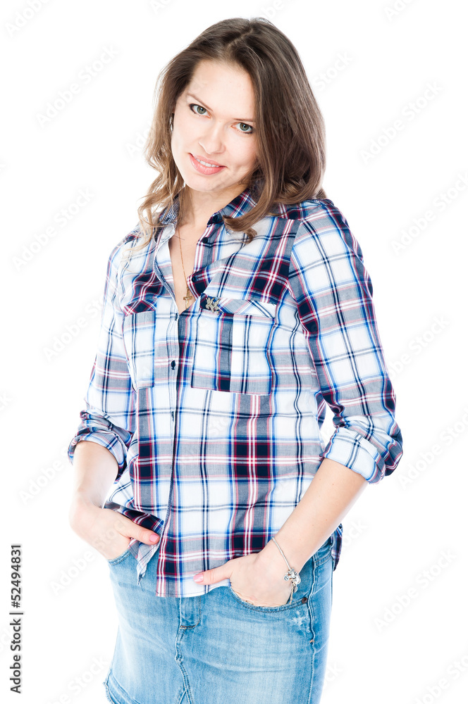 beautiful and young woman on an isolated white background beautiful and young woman on an isolated white background