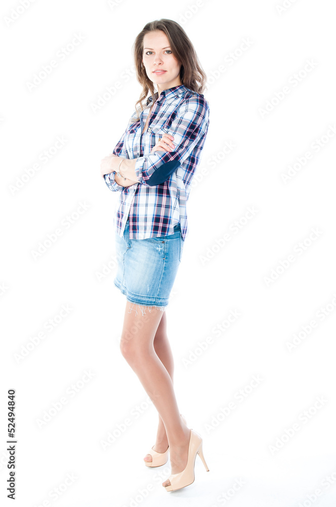 beautiful and young woman on an isolated white background beautiful and young woman on an isolated white background
