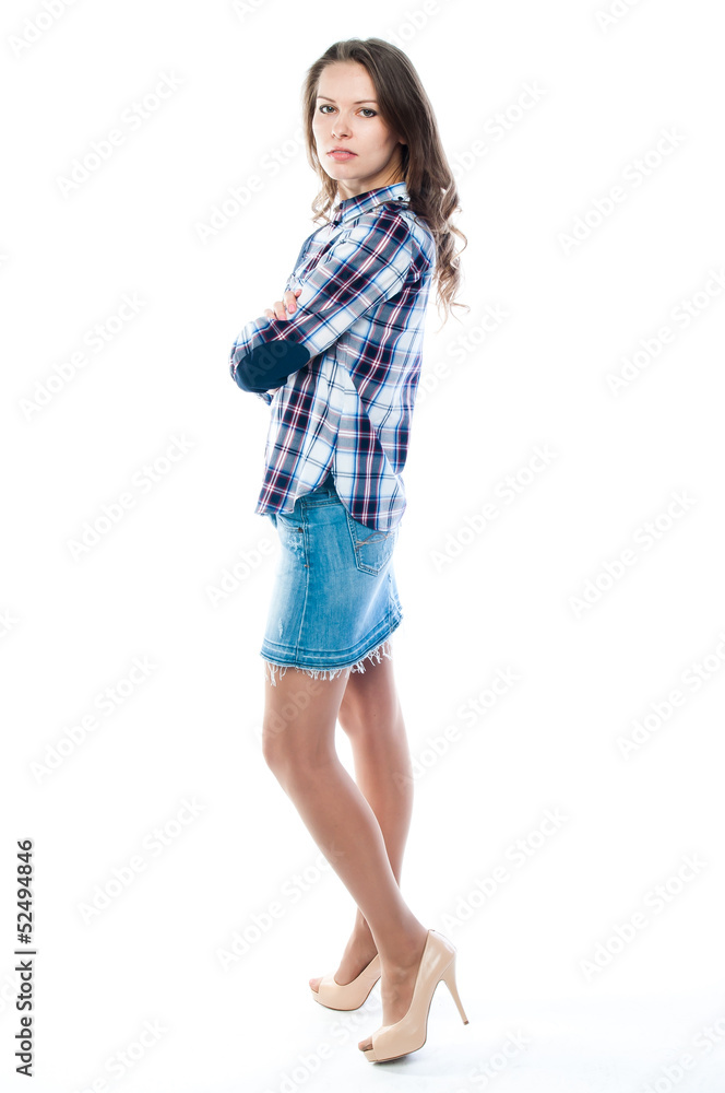 beautiful and young woman on an isolated white background beautiful and young woman on an isolated white background