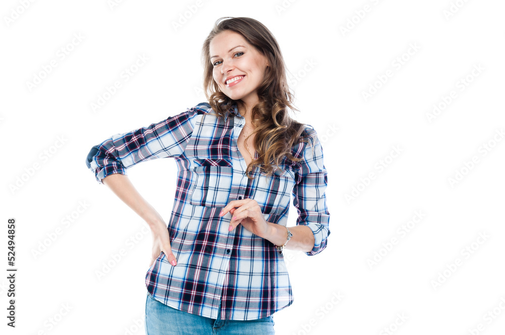 beautiful and young woman on an isolated white background beautiful and young woman on an isolated white background