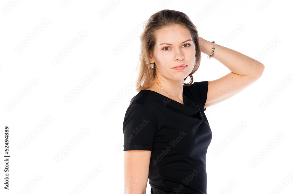 beautiful and young woman on an isolated white background beautiful and young woman on an isolated white background