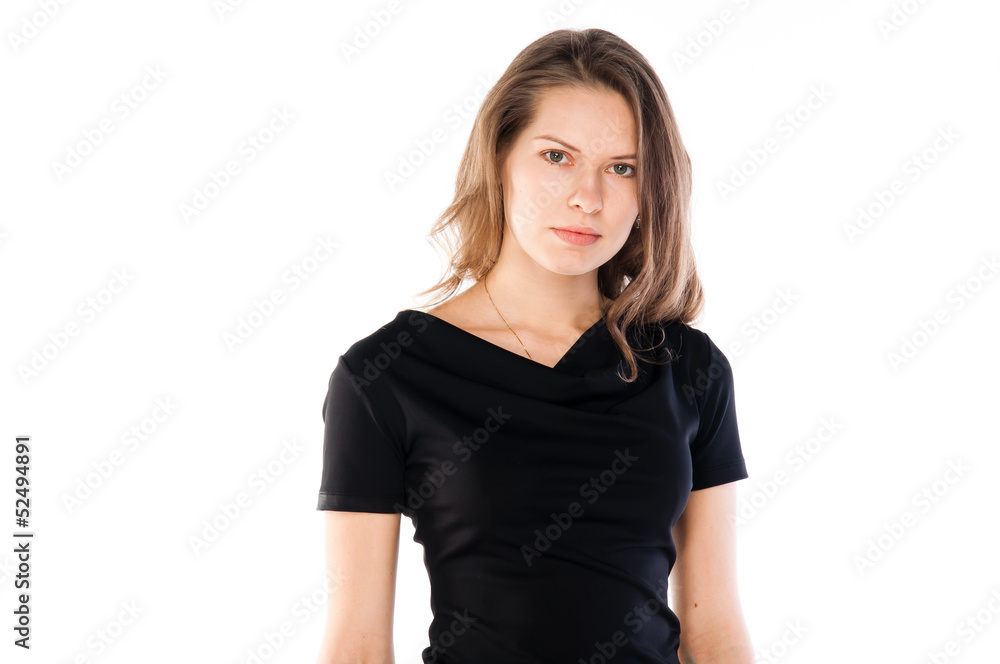 beautiful and young woman on an isolated white background beautiful and young woman on an isolated white background