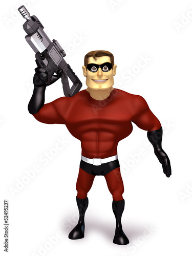 Superhero with gun