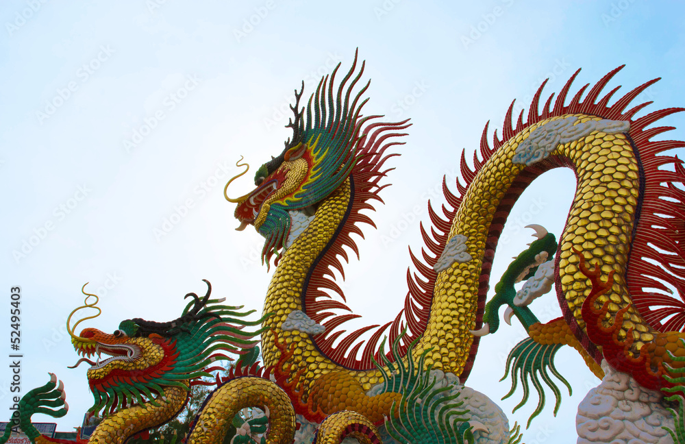 Chinese dragon statue on the park Chinese dragon statue on the park