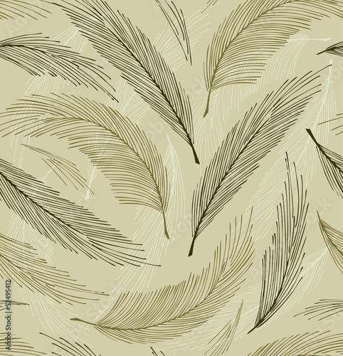 Grey seamless vintage background with plumes