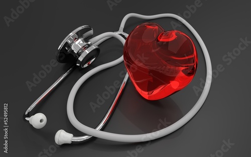 Stethoscope with crystal red heart