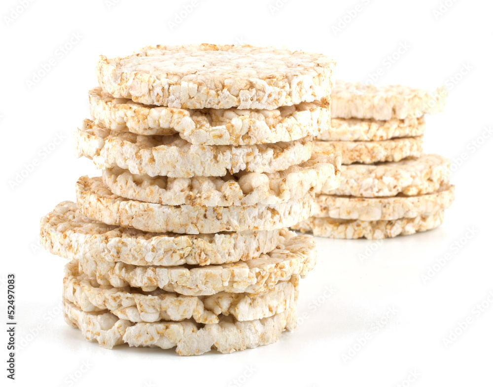 Corn crackers isolated on white background Corn crackers isolated on white background