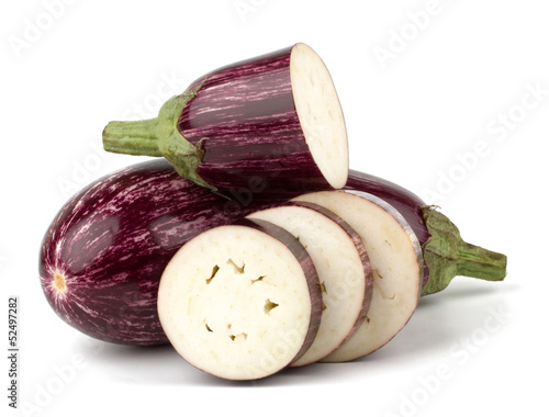 Two purple eggplants isolated on white