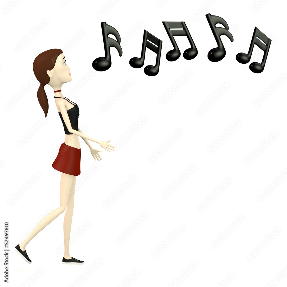 3d render of cartoon character with musical symbols 3d render of cartoon character with musical symbols