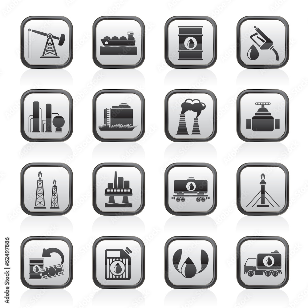 Petrol and oil industry icons - vector icon set Petrol and oil industry icons - vector icon set