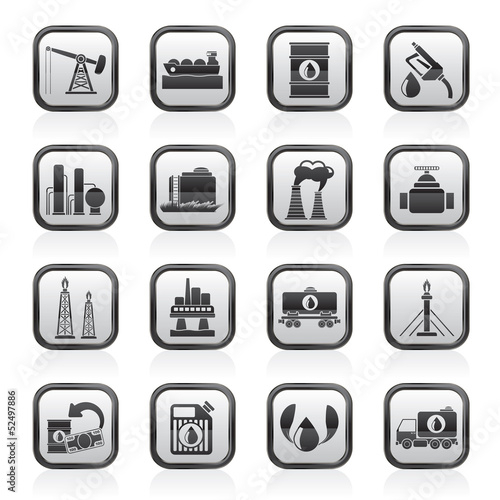 Petrol and oil industry icons - vector icon set