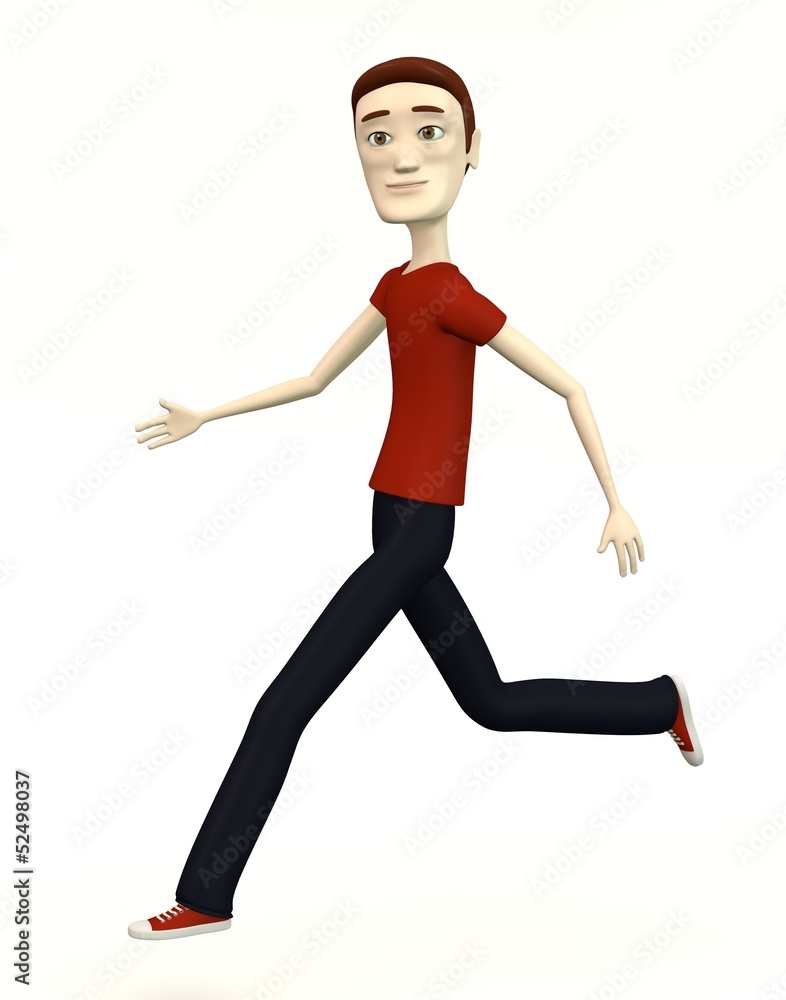 cartoon man in casual clothes- running