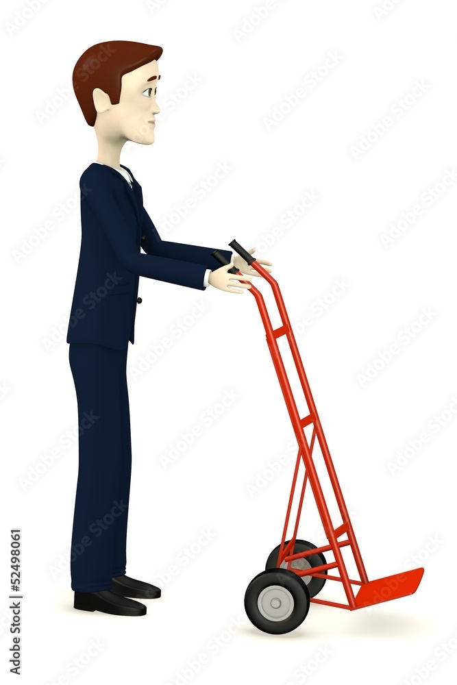 3d render of cartoon character with little truck 3d render of cartoon character with little truck