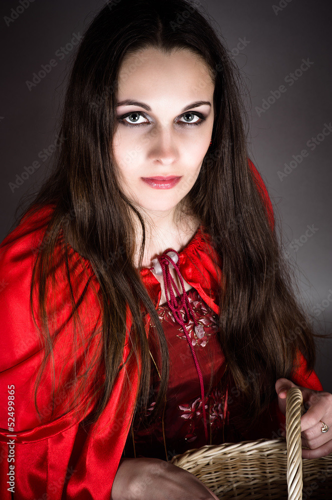 brunette in the role of Little Red Riding Hood brunette in the role of Little Red Riding Hood